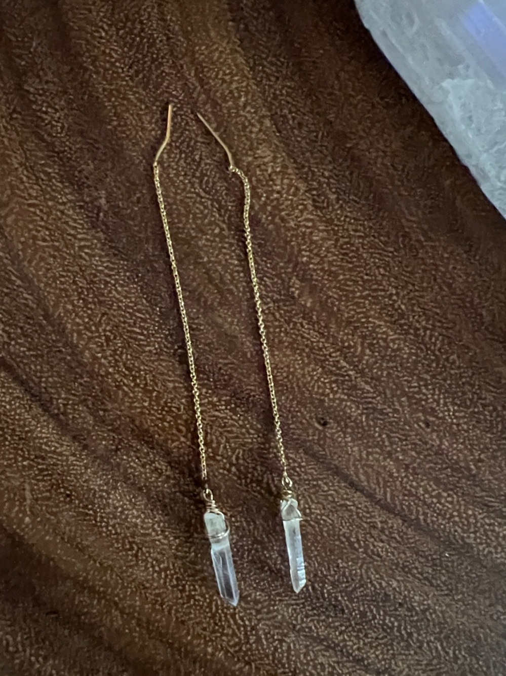 Gold filled 14k Threader Earrings with Clear Crystal Dangles